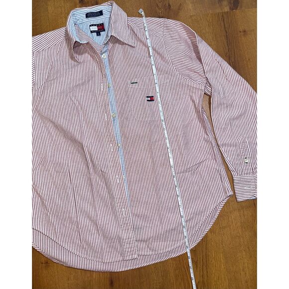 Vintage 90s Tommy Hilfiger Striped Oxford‎ Women's Seersucker Button Up Sz 6 - Picture 7 of 13